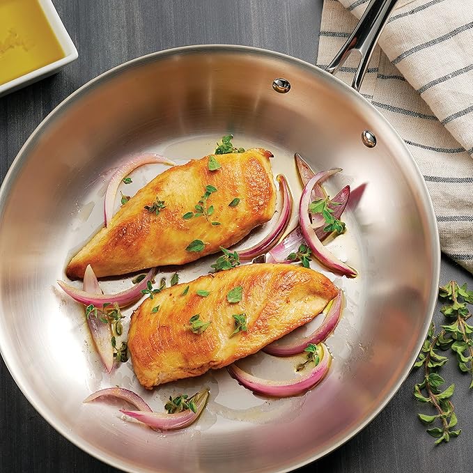 Tramontina Boston Tri-Ply Clad Stainless Steel 10-Inch Frying Pan, Induction-Ready Skillet, Dishwasher-Safe, NSF-Certified