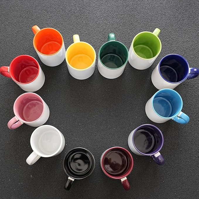 Ceramic 15oz Sublimation Coffee Mug, 12 Assorted Colors, Case of 24