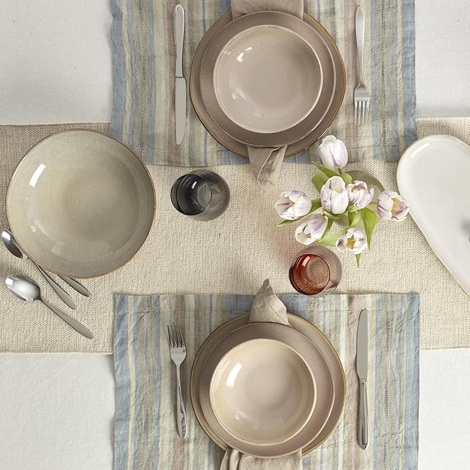 Oneida 897202 Organic Shades 12-Piece Dinnerware Set, Clay