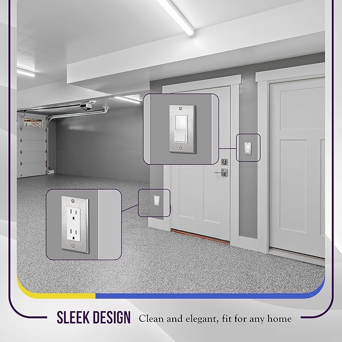 ENERLITES Decorator Switch or Receptacle Outlet Metal Wall Plate, Corrosion Resistant, Size 1-Gang 4.50" x 2.76", UL Listed, 7731, 430 Stainless Steel, Silver
