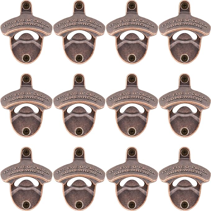 12 PCS Wall Mount Bottle Opener Bulk, IT'S FIVE O'CLOCK SOMEWHERE Beer Top Opener Wall Mounted for Table