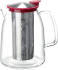 FORLIFE Mist Iced Tea Jug with Basket Infuser, 68-Ounce, Red