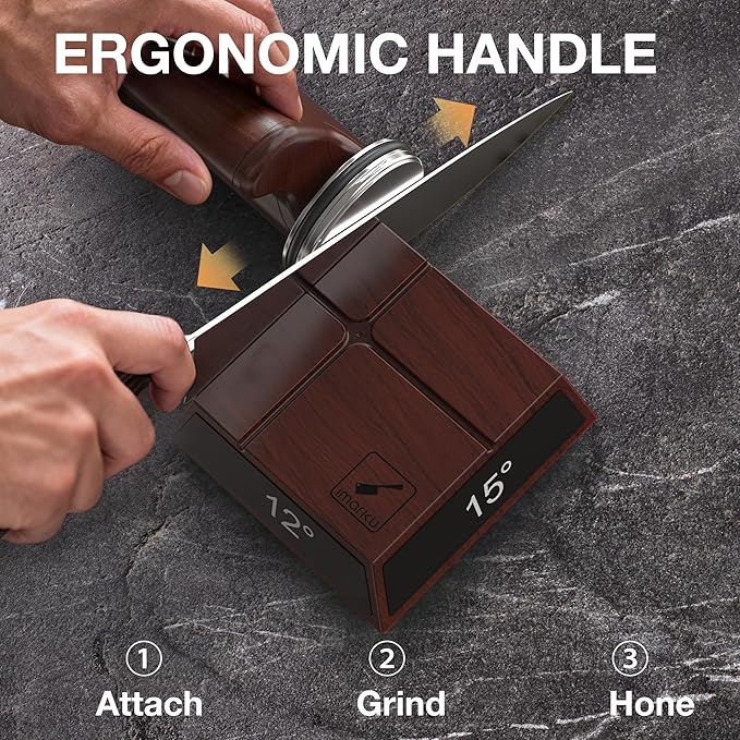 imarku Rolling Knife Sharpener Kit, Kitchen Knife Sharpener, 2 Diamond Discs for Sharpening and Honing, Magnetic Knife Sharpening Kit for Razor Sharp Kitchen Knives, 12°, 13°, 15°, 20° Angle Guides