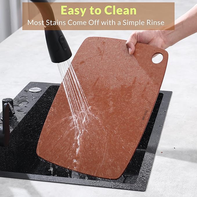 Wood Fiber Cutting Board for Kitchen - High Density, Non-Porous, BPA-Free, Reversible Chopping Board, Dishwasher Safe, Knife-Friendly Cutting Board for Meat, Bread, Fruit, 14.6" x 10.8", Wooden