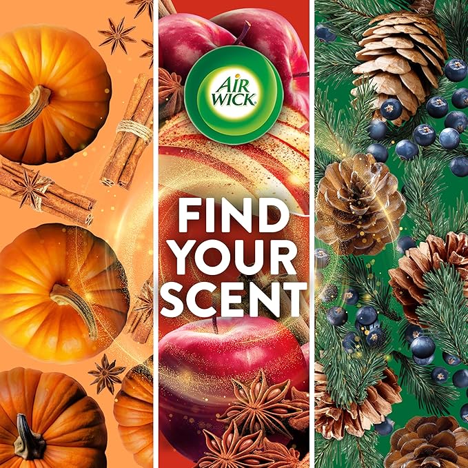 Air Wick Plug In Scented Oil Refill,Fall Scent, Fall Décor, Apple Cinnamon Medley, 7 ct