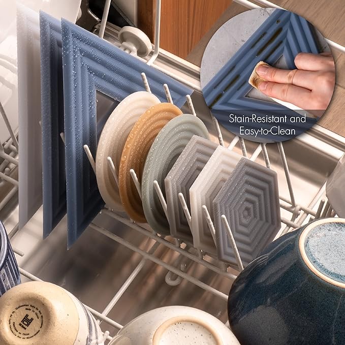 LINE+ARC Extra Thick Silicone Trivets (Featured in ELLE Decor & BuzzFeed) Waterproof Dishwasher-Safe Stain Resistant (Set of 3 Joshua Tree Degrē Trivets) Outdoor Rubber Coffee Mid-Century Modern