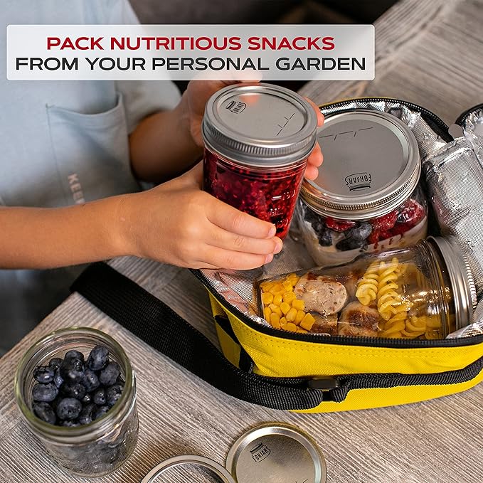 FORJARS - Canning Lids Regular Mouth, 50-Pack – Create Airtight Seals on Mason Jars to Preserve Food for Meal Prep & Food Storage – 2.7 In. Steel Lids with Silicone Seals – Canning Supplies