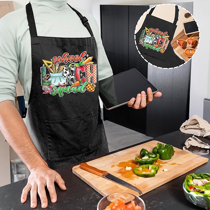 Funny Cafeteria Crew Aprons with Pockets, Cafeteria Worker Staff Appreciation Gifts