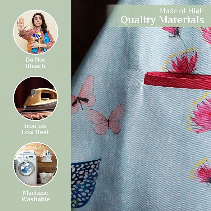 Maison d' Hermine 100% Cotton Apron for women with Pocket Kitchen Chef Apron for Men Cooking Gardening Server Waitress