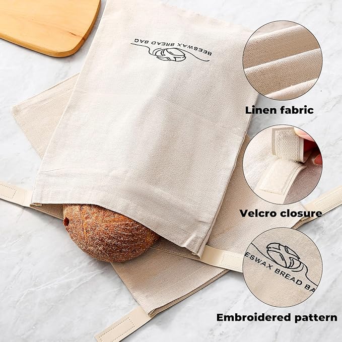 Beeswax Bread Bags for Homemade Bread. Beeswax Bags for Sourdough.（2 Pack). XL-12 * 17IN. ZSHLXM