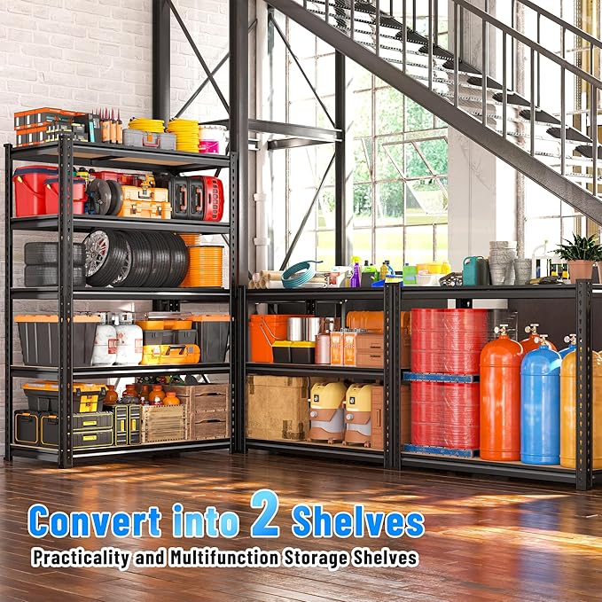 Bepatio Garage Shelving 2010LBS Storage Shelves 72" H Metal Shelving Heavy Duty Pantry Shelves Adjustable Garage Shelf for Kitchen Warehouse Basement, 35.4" W x 15.7" D x 72" H