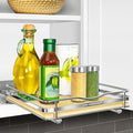 LYNK PROFESSIONAL® Élite™ Pull Out Spice Rack Organizer for Inside Kitchen Cabinets - 10-3/8 inch Wide - Slide Out Drawer – Wood/Chrome Sliding Spice Cabinet Organization Shelf Racks - 1 Tier