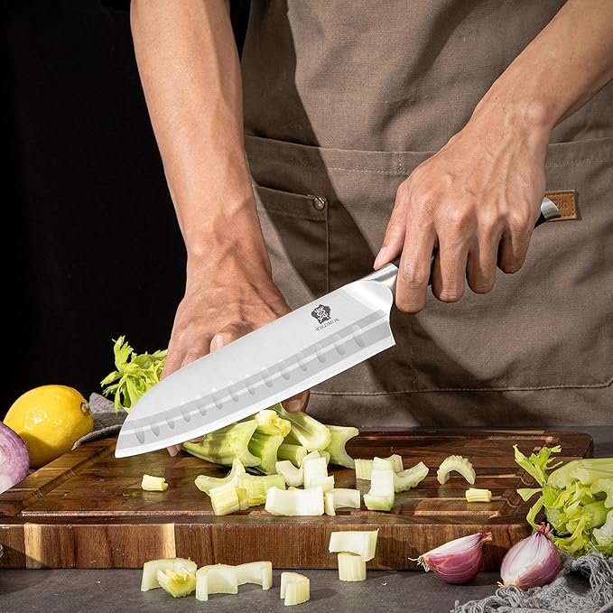 WILDMOK Professional Knife Set, 5 Pieces Kitchen Knife Set, German Stainless Steel Chef Knife Set withGift Box, Black Pakkawood Handle