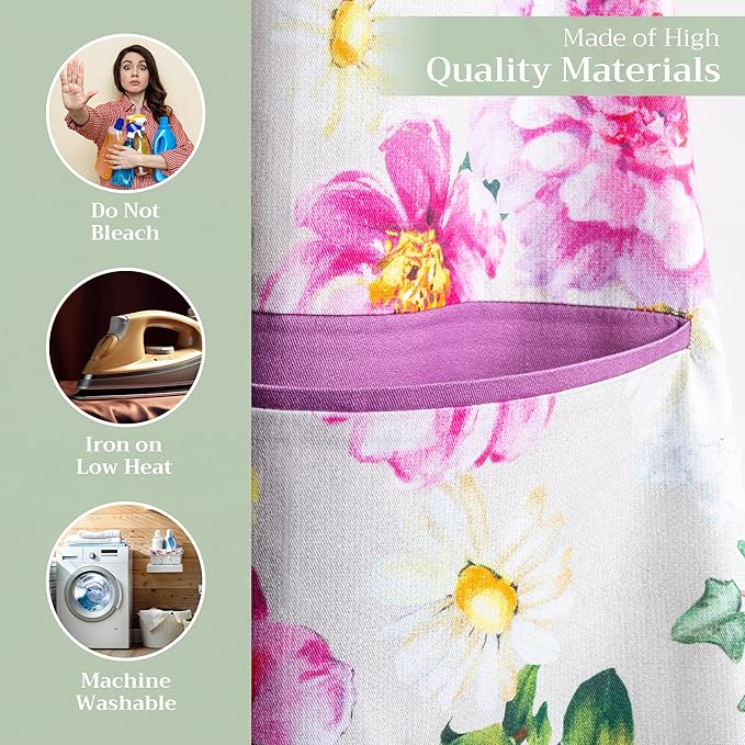 Maison d' Hermine 100% Cotton Apron for women with Pocket Kitchen Chef Apron for Men Cooking Gardening Server Waitress