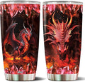 Red Dragon Tumbler Gifts for Men Women Coffee Cup 20oz Stainless Steel Insulated with Lid Water Bottle Travel Mug Gift Dragons Lover Husband Dad Son Christmas Birthday Fathers Day Valentines