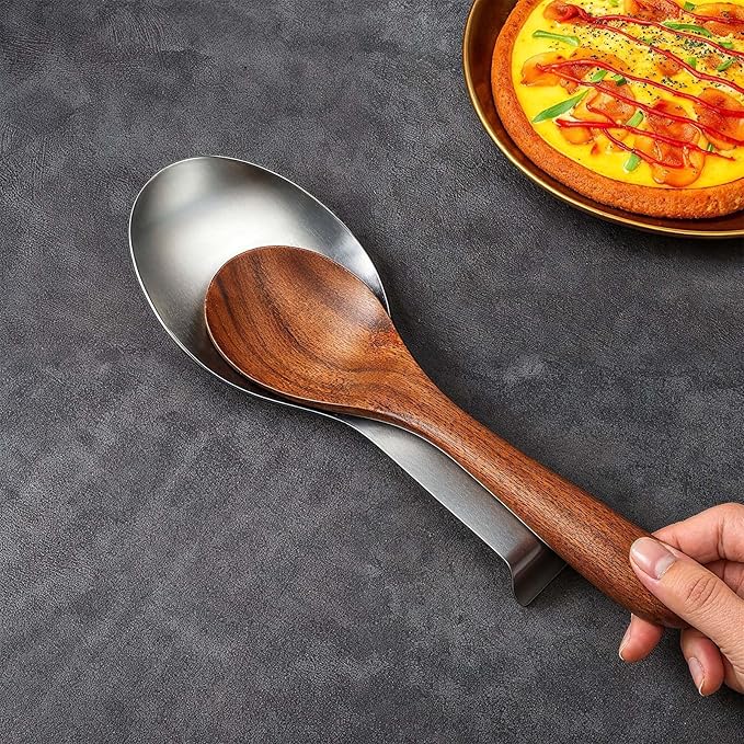 10 Pcs Stainless Steel Spoon Rest, Spatula Ladle Holder Utensil Spoon Rest for Stove Top/Countertop Heavy Duty Ladle Holder Dishwasher Safe for Kitchen Cooking Utensils, 10.24 x 3.86 Inch (Silver)
