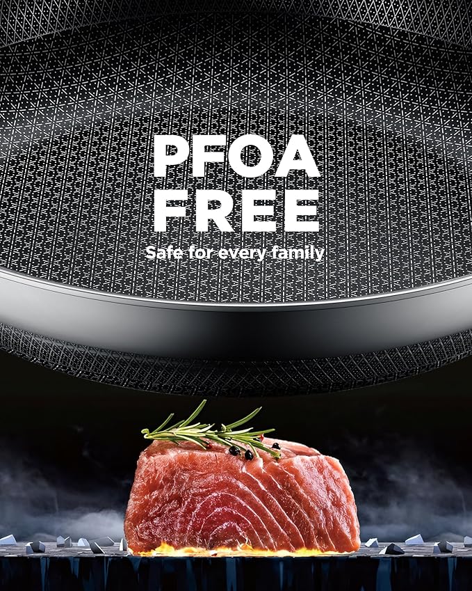 Non Stick Frying Pans, 12-inch with Lid, Induction Compatible Cooking Pan, PFOA Free Cookware