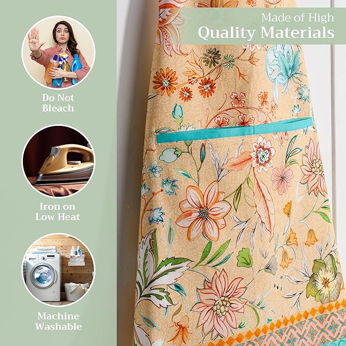 Maison d' Hermine 100% Cotton Apron for women with Pocket Kitchen Chef Apron for Men Cooking Gardening Server Waitress