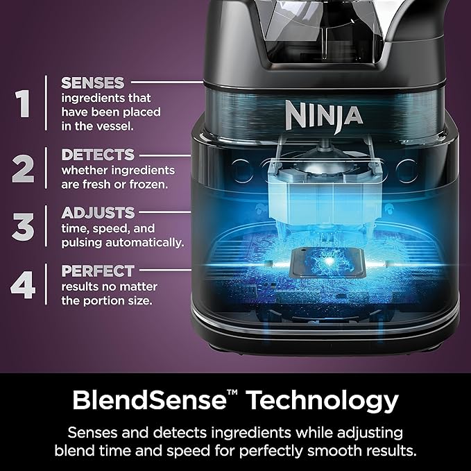 Ninja | All-in-One Blender and Food Processor | Best for Smoothies, Cookie Dough, Salsas, Cole Slaw and More | BlendSense Intelligence for Perfectly Smooth Results | 1800 Watt | Black | TB401