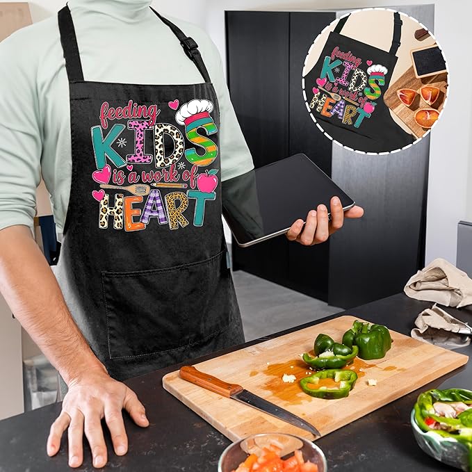 Funny Cafeteria Crew Aprons with Pockets, Cafeteria Worker Staff Appreciation Gifts