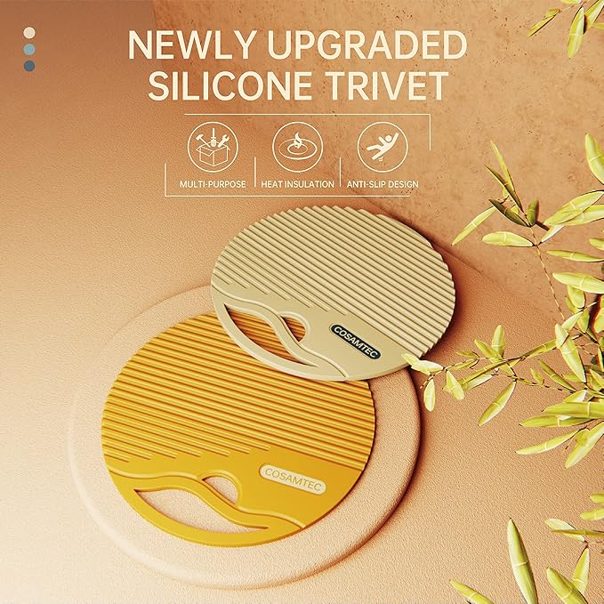 Silicone Trivets for Hot Dishes Heat Resistant Trivets for Hot Pots & Pans Multipurpose & Versatile Hot Pads for Kitchen & Countertop Table Coasters Set of 2