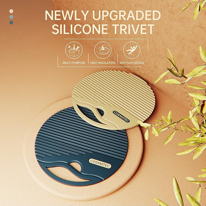 Silicone Trivets for Hot Dishes Heat Resistant Trivets for Hot Pots & Pans Multipurpose & Versatile Hot Pads for Kitchen & Countertop Table Coasters Set of 2