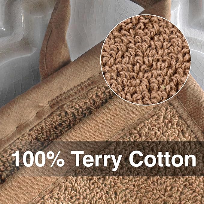 RITZ Terry Pocket Mitt & Hot Pad: Unparalleled Heat Resistant, Durable 100% Cotton – Ergonomically Designed for Optimal Grip – Easy-Care Machine Washable – 2-Pack, Mocha