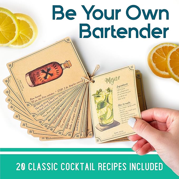 Modern Mixology 8-Piece Cocktail Shaker Set, 24oz Stainless Steel Bartender Kit with Velvet Giftable Bag, Curated Travel Cocktail Kit for Hosting Essentials (Copper)