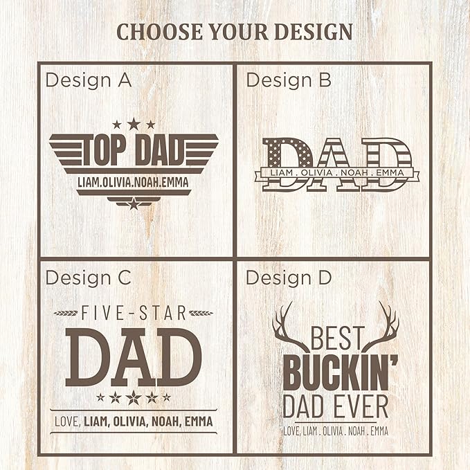 Personalized Whiskey Gifts for Dad- 11 Oz Engraved Custom Engraved Whiskey Glass in Wooden Box - Father's Day Present, Dad Birthday Gifts From Daughter, Wife or Son - Old Fashion Glass for Daddy