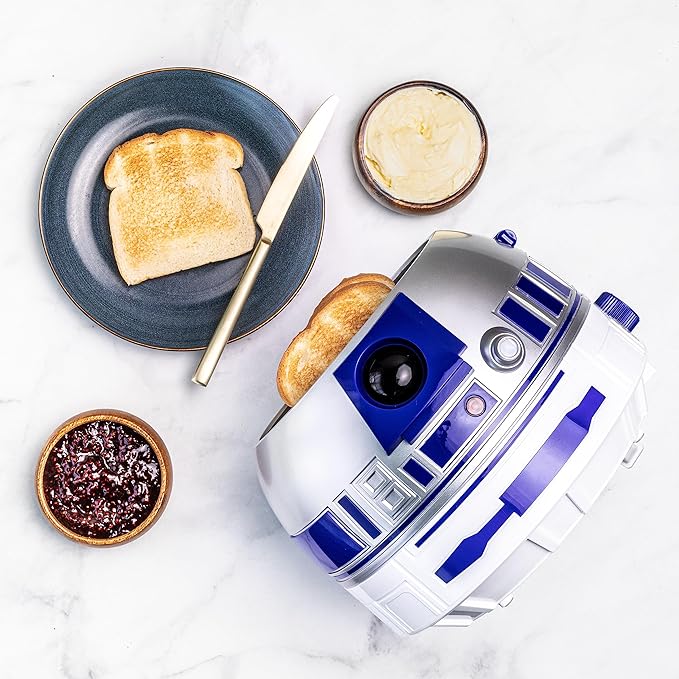 Uncanny Brands Star Wars R2D2 Deluxe Toaster - Lights-Up and Makes Sounds Like Artoo