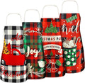 SATINIOR 4 Pcs 21.7" x 26.8" Christmas Aprons Adjustable Kitchen Aprons Xmas Plaid Merry Christmas Bib for Adults