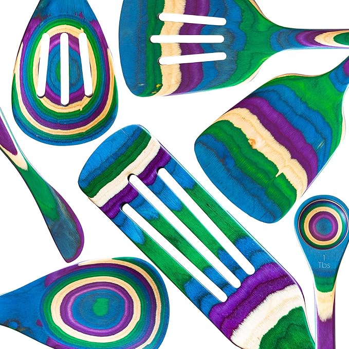 Baltique Mumbai Collection 7 Piece Cooking Utensil Set, Safe for Nonstick