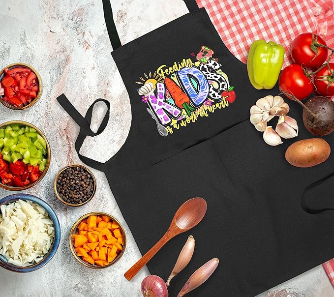 Funny Cafeteria Crew Aprons with Pockets, Cafeteria Worker Staff Appreciation Gifts
