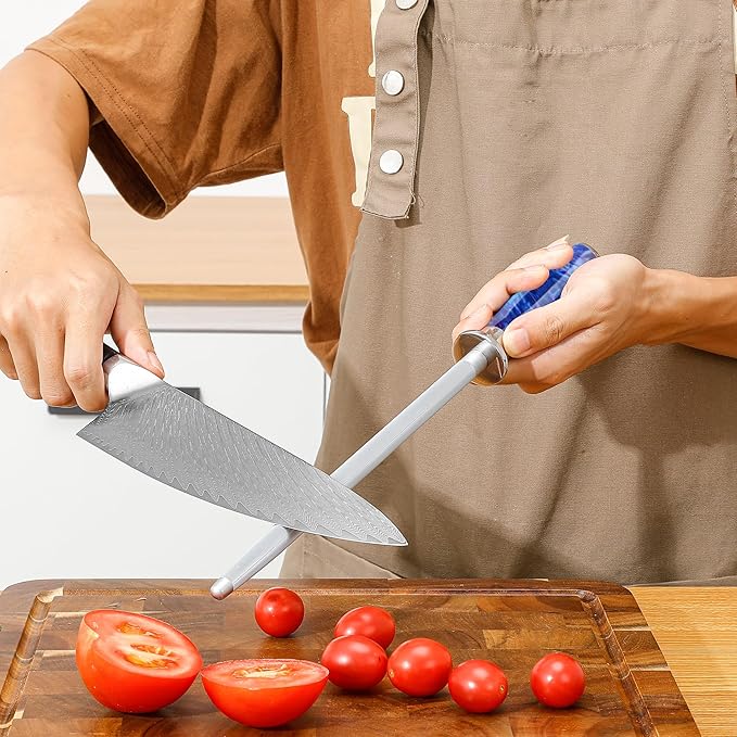 WILDMOK 9 in Knife Sharpener, Diamond Carbon Steel Professional Knife Sharpener Rod, Applicable to Kitchen, Home or Hunting Master Chef of Sharpening Rod or Stick