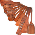 100% Natural Acacia Wooden Cooking Utensils Set - 10 Pcs Wooden Spurtle Set - Spurtles Kitchen Tools As Seen On TV Paddle - Safe for Nonstick Cookware - Stirs Like a Spoon, Flips Like A Spatula