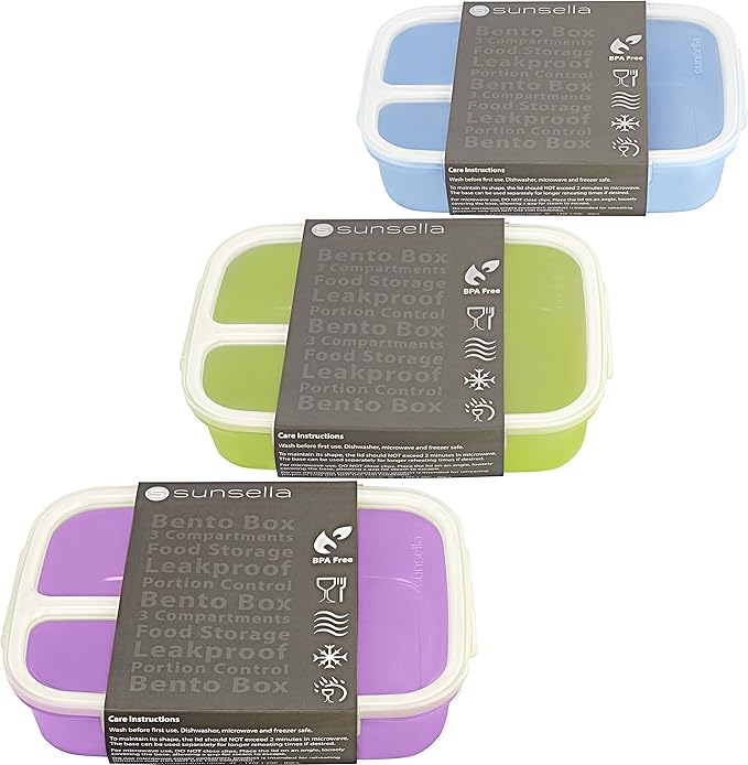 Leakproof, 3 Compartment, Bento Lunch Box, Airtight Food Storage Container (1 Pc) - Green