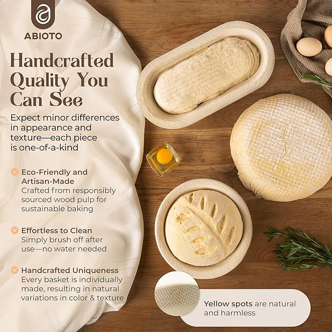 Wood Pulp Banneton Bread Proofing Basket – 13" Oval 1.5LB Brotform, Grooved Pattern– Non-Stick Natural Wood Pulp Pressed for Durability– Made in Germany Proofing Basket for Sourdough Bread Baking