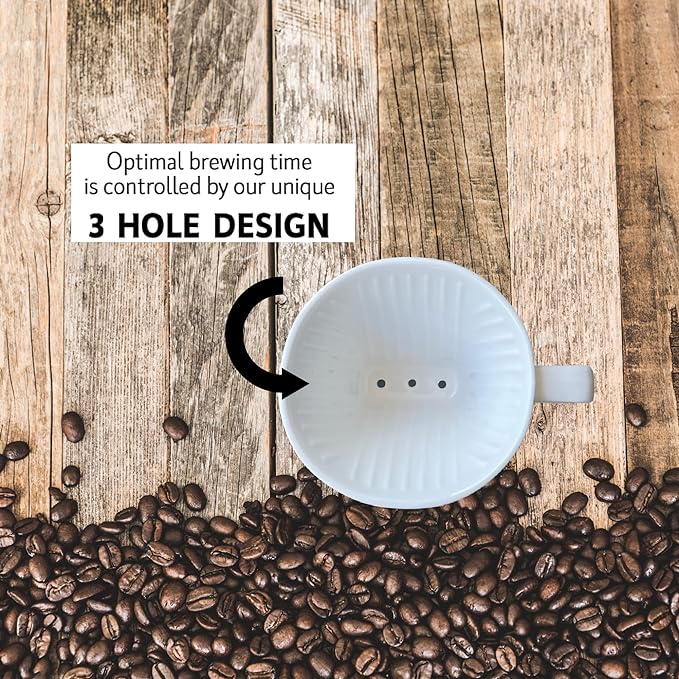 Simply Charmed Pug Coffee Pour Over Single Cup Ceramic Brewer Coffee Maker with Melitta Filters
