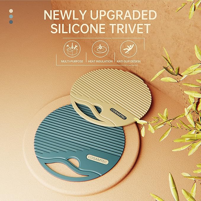 Silicone Trivets for Hot Dishes Heat Resistant Trivets for Hot Pots & Pans Multipurpose & Versatile Hot Pads for Kitchen & Countertop Table Coasters Set of 2
