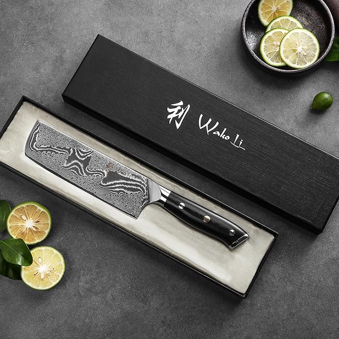 Wakoli Nitoko Nakiri Knife – 6.7-Inch Professional Damascus Vegetable Knife | 67-Layer VG10 Core Steel Blade | Ergonomic G10 Handle | High-Performance Kitchen Knife in Gift Box
