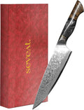 Damascus Kitchen Knife, 67-Layer Damascus Steel, 13” Professional Chef Knife Set for Kitchen, Ergonomic Wood & Resin Handle in Gift Box, Ideal for Gifting (Black, 1 piece)