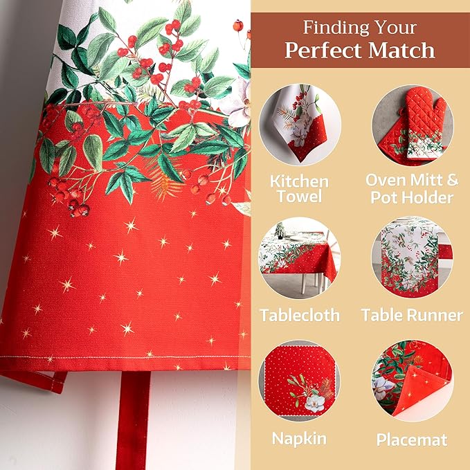 Maison d' Hermine 100% Cotton Apron for women with Pocket Kitchen Chef Apron for Men Cooking Gardening Server Waitress