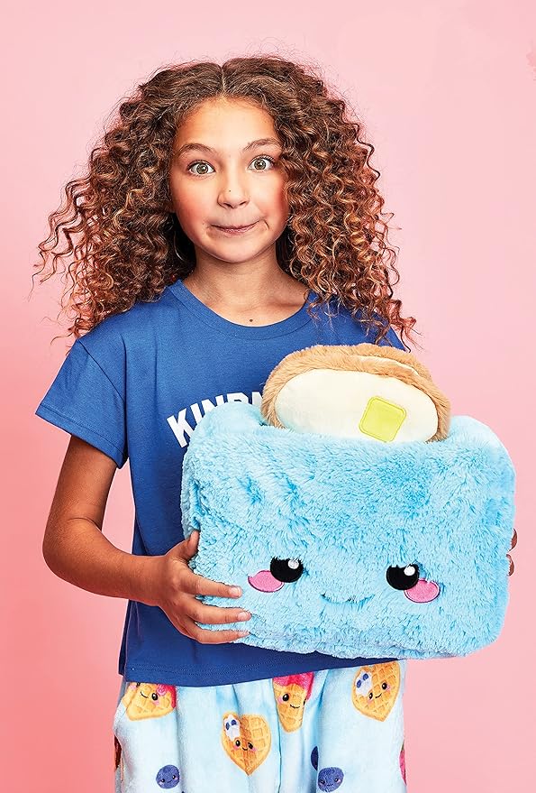 iscream Play with Your Food Kawaii Toast & Toaster Embroidered Accent 11" x 12" Furry Play Pillow