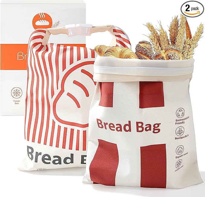 Beeswax Bread Bag - Used For Homemade Sourdough Bread. Reusable And Easy To Clean, 2 Packs Of 17x13 Inches, Cotton Storage Bread Bag, Can Be Frozen And Kept Fresh For Several Days
