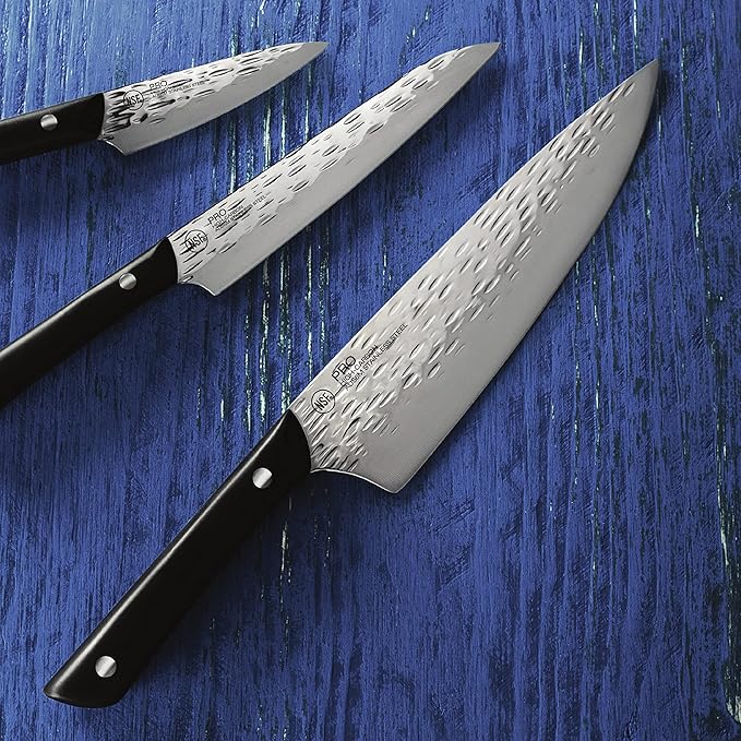 Kai PRO 3 Piece Starter Set, Includes 8" Chef, 3.5" Paring & 6" Utility Knives, Hand Sharpened Knife Set, Japanese AUS6M Stainless Steel Blades, Full-Tang POM Handles, NSF Certified