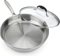 AVACRAFT 18/10 12 Inch Stainless Steel Frying Pan with Lid, Side Spouts, Induction Pan, Versatile Stainless Steel Skillet, Fry Pan in our Pots and Pans (12 inch)