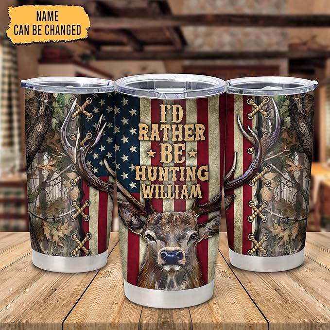 Hyturtle Personalized Hunting Gifts For Men - Deer Hunting Tumbler 20 Oz Travel Coffee Mug Stainless Steel - Fathers Day Hunting Gift For Dad, Him, Boy, Husband, Hunters From Son, Wife On Birthday