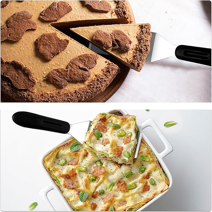 Small Spatula Professional Mini Serving Spatula, 2 Pieces Stainless Steel Metal Spatulas Set, Cutter and Serve Turner for Kitchen, Flipping or Cooking for Brownie, Cookie, Lasagna, Pancakes or Cake