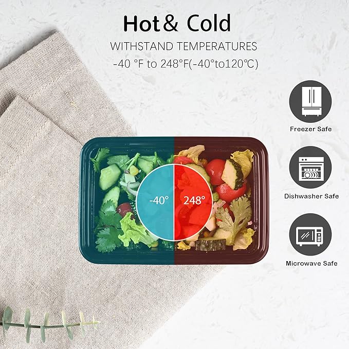 LOKATSE HOME Meal Prep Containers 150 pack 1 Compartment with Lids, Food Storage Bento Stackable Reusable Lunch Boxes, BPA-Free Microwave/Dishwasher/Freezer Safe(38 oz)