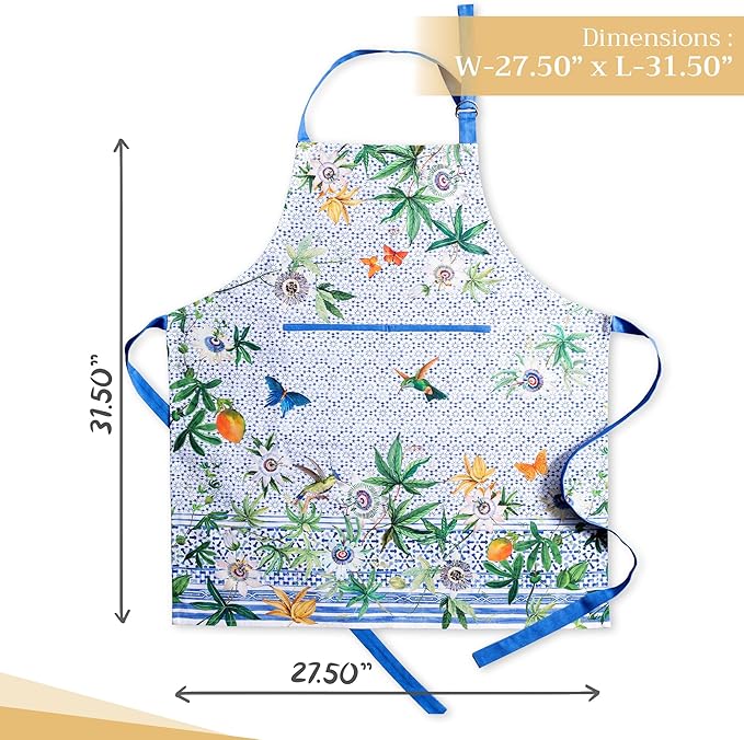 Maison d' Hermine 100% Cotton Apron for women with Pocket Kitchen Chef Apron for Men Cooking Gardening Server Waitress